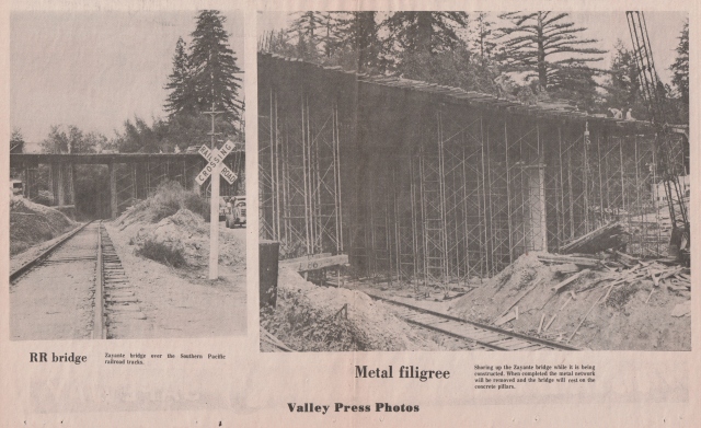 Bridge over railroad tracks and E. Zayante Rd. 1972